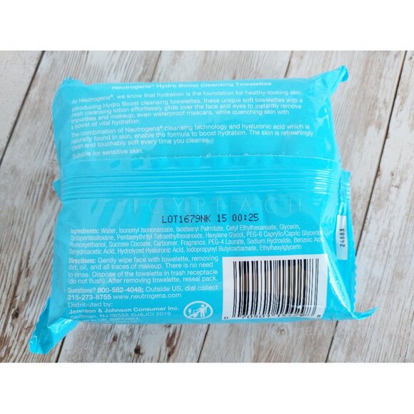 Neutrogena Hydro Boost Wipes 25 Count Cleansing Makeup Remover Towelettes - Picture 3 of 4